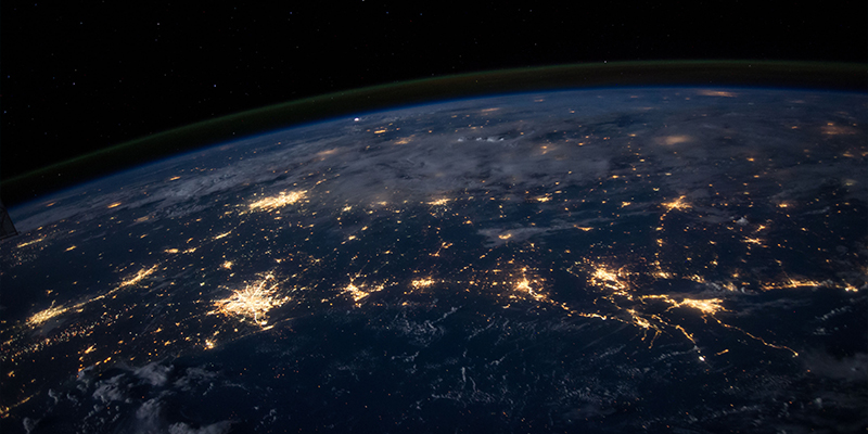 Space view of planet Earth at night